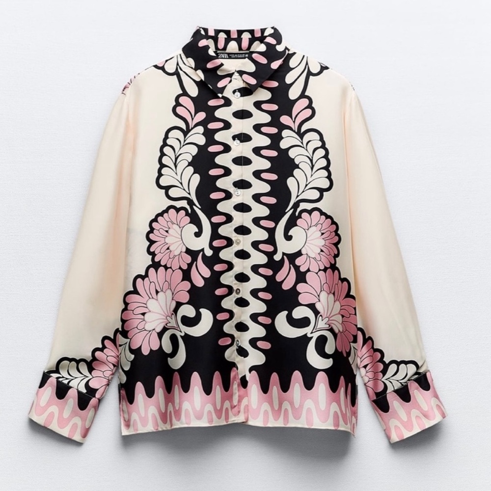 ZARA Flowy Luxe Satin Button Up Shirt - Sz XS - Like brand new